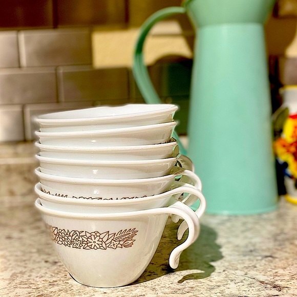 Vintage Corelle Woodland Brown Coffee Cups by CorningWare, Set Of 7 - Picture 1 of 4